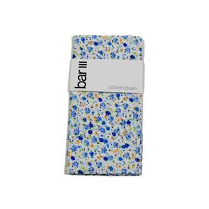 BAR III Mens Blue Floral Cotton Pocket Square
